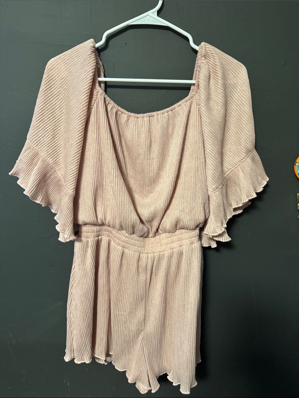 Free the Roses Blush Pink Ribbed Romper